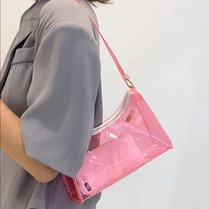 SHEIN HOT PINK CLEAR BAGUETTE BAG